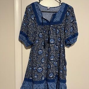 Old Navy Blue Paisley Boho Dress
